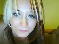 Blue eyed GF rides my inflexible wang in front of her cam